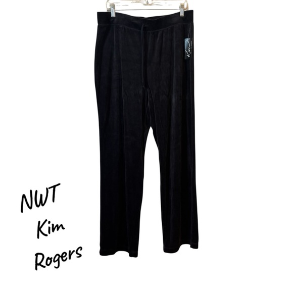 Kim Rogers Pants - NWT  Kim Rogers Black VELOUR PULL ON STYLE w/DRAWSTRING Pants    LARGE    #K